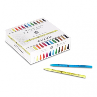 BOITE 12 CRAYONS PASTELS ASSORTIS + 12 EMPLACEMENTS VIDES