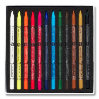 BOITE 12 CRAYONS PASTELS ASSORTIS + 12 EMPLACEMENTS VIDES