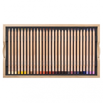 COFFRET BOIS DE 100 CRAYONS DE COULEUR LUMINANCE + ACCESSOIRES
