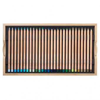 COFFRET BOIS DE 100 CRAYONS DE COULEUR LUMINANCE + ACCESSOIRES