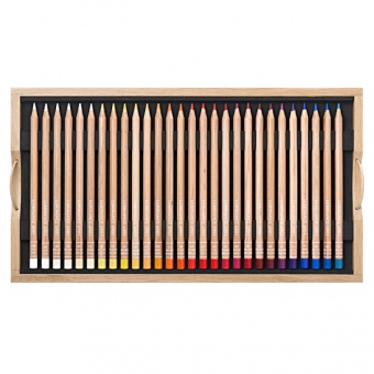 COFFRET BOIS DE 100 CRAYONS DE COULEUR LUMINANCE + ACCESSOIRES