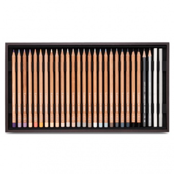 COFFRET BOIS DE 82 CRAYONS DE COULEUR  LUMINANCE + 2 FULL BLENDER