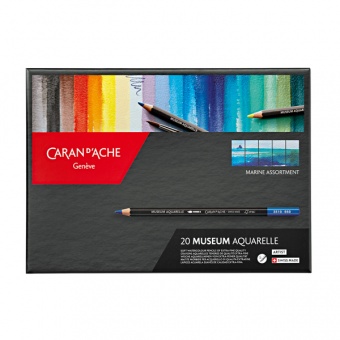 BOÎTE CARTON DE 20 CRAYONS DE COULEUR AQUARELLE ARTIST MUSEUM MARINE