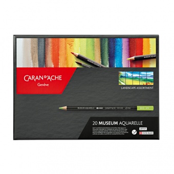 BOÎTE CARTON DE 20 CRAYONS DE COULEUR AQUARELLE ARTIST MUSEUM PAYSAGE