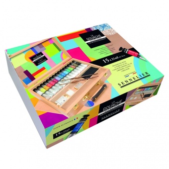 COFFRET BOIS 15 TUBES 21 ML ET ACCESSOIRES
