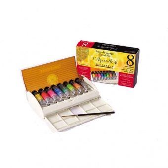 BOITE AQUARELLE VOYAGE 8 TUBES 10ML 1 PINCEAU