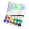 COFFRET EN ABS 12 DEMI GODETS COULEURS + 6 VIDES + PINCEAU