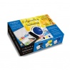 BOITE VOYAGE METAL EMAILLE JAUNE 8 1/2 GODETS , 1 PINCEAU ET RESERVE D EAU