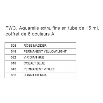 SHIN HAN AQUARELLE PWC EXTRA 6 TUBES 15 ML SET A