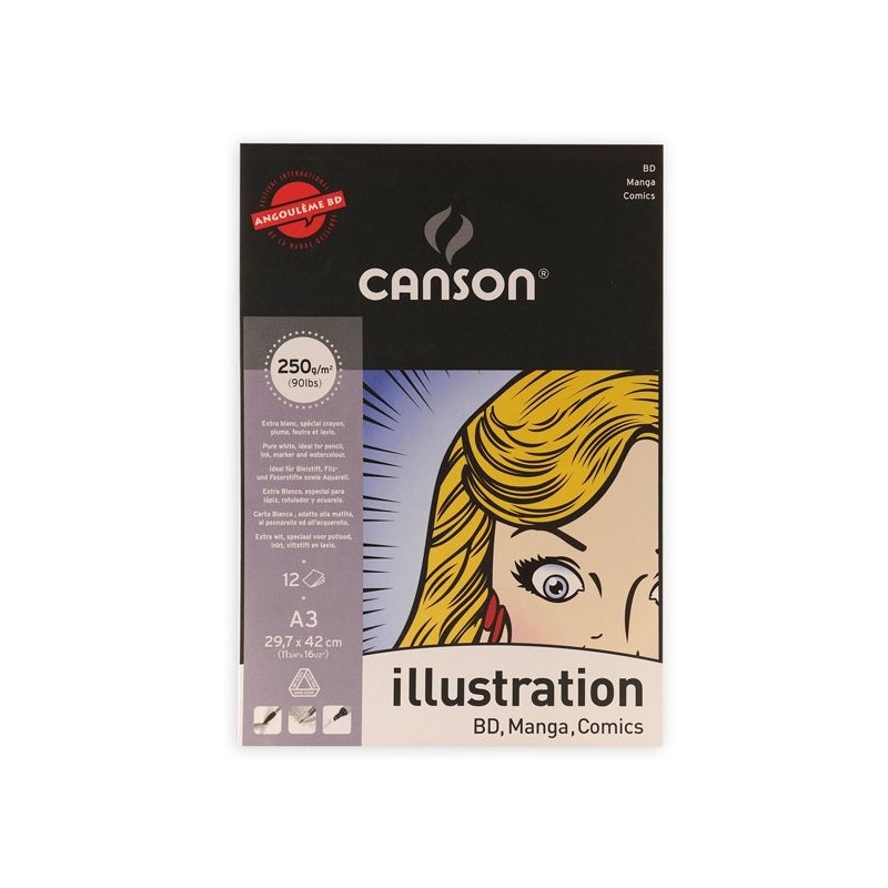 ILLUSTRATION BLOC COLLE 1 COTE 12 FEUILLES 250G BLANC