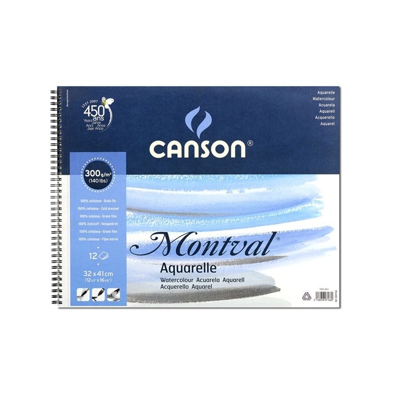 MONTVAL ALBUM SPIRALE 12 FEUILLES 300G GRAIN FIN BLANC NATUREL
