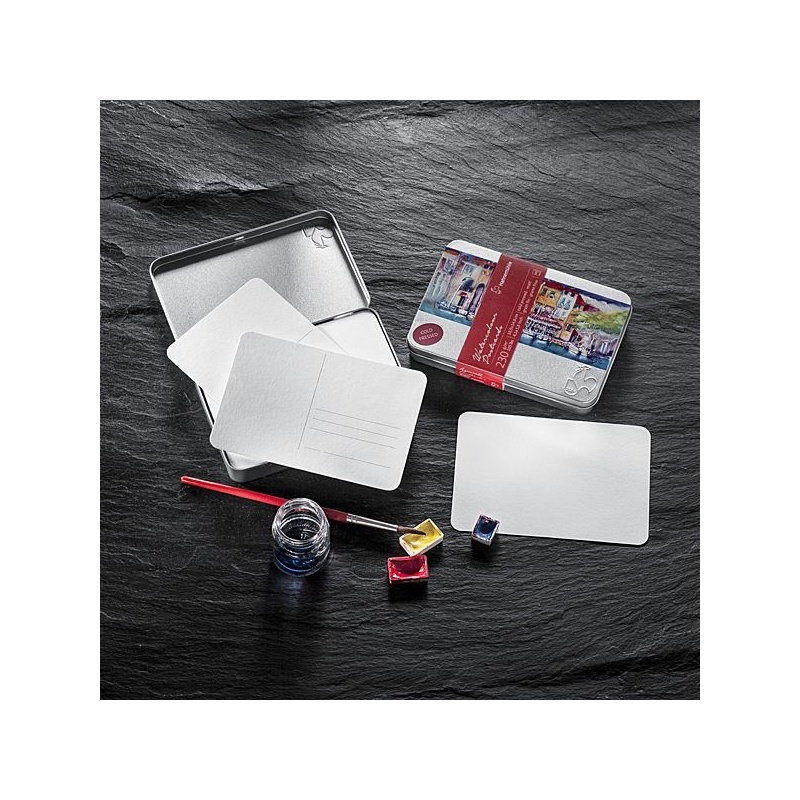 BOITE METAL 30 CARTES POSTALES AQUARELLE