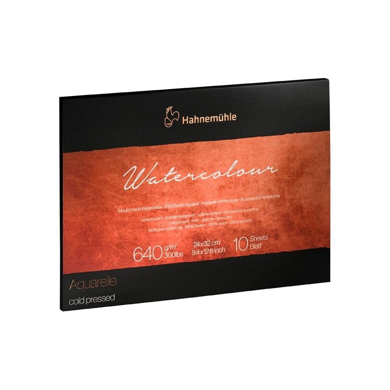 WATERCOLOUR BLOC COLLE 4 COTES 100% COTON 640 G 10 FEUILLES GRAIN FIN
