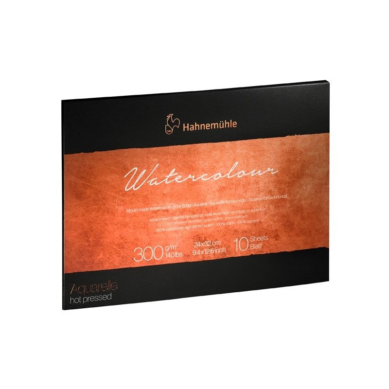 WATERCOLOUR BLOC COLLE 4 COTES 100% COTON 300 G 10 FEUILLES GRAIN SATINE