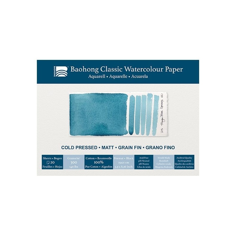 BLOC COLLE 4 CÔTES 100 % COTON 300 G 20 FEUILLES  GRAIN FIN 15 X 21