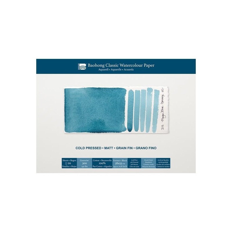 BLOC COLLE 4 CÔTES 100 % COTON 300 G 20 FEUILLES  GRAIN FIN 38 X 53
