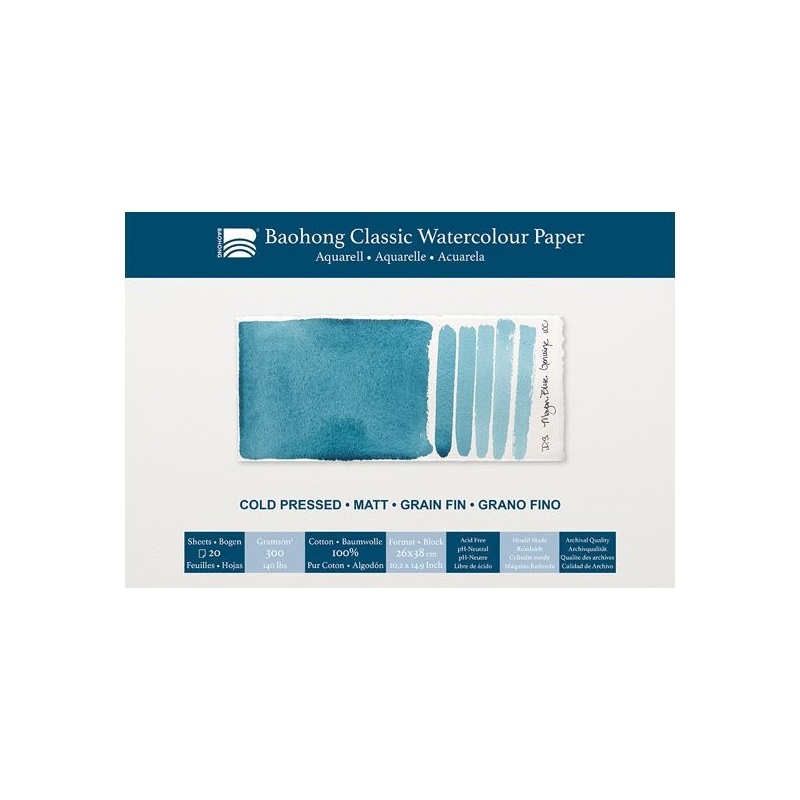 BLOC COLLE 4 CÔTES 100 % COTON 300 G 20 FEUILLES  GRAIN FIN 26 X 38