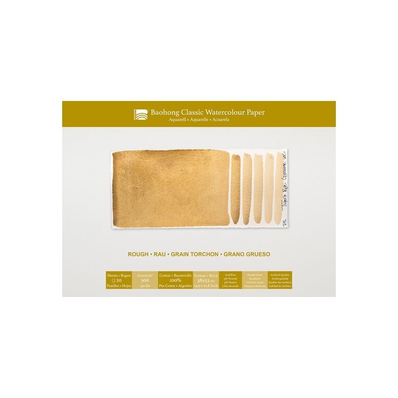 BLOC COLLE 4 CÔTES 100 % COTON 300 G 20 FEUILLES  GRAIN TORCHON 38 X 53