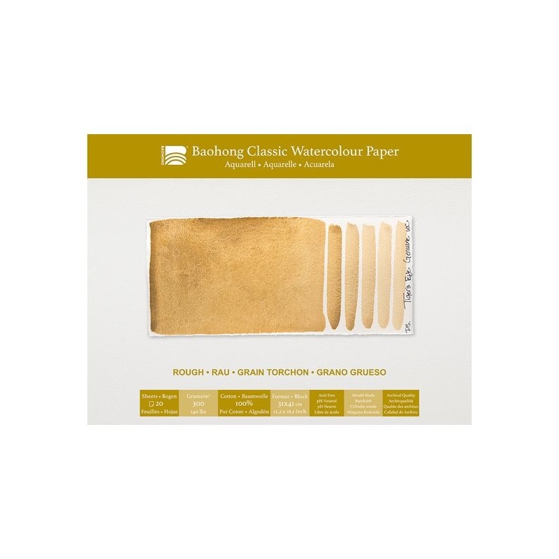 BLOC COLLE 4 CÔTES 100 % COTON 300 G 20 FEUILLES  GRAIN TORCHON 31 X 41