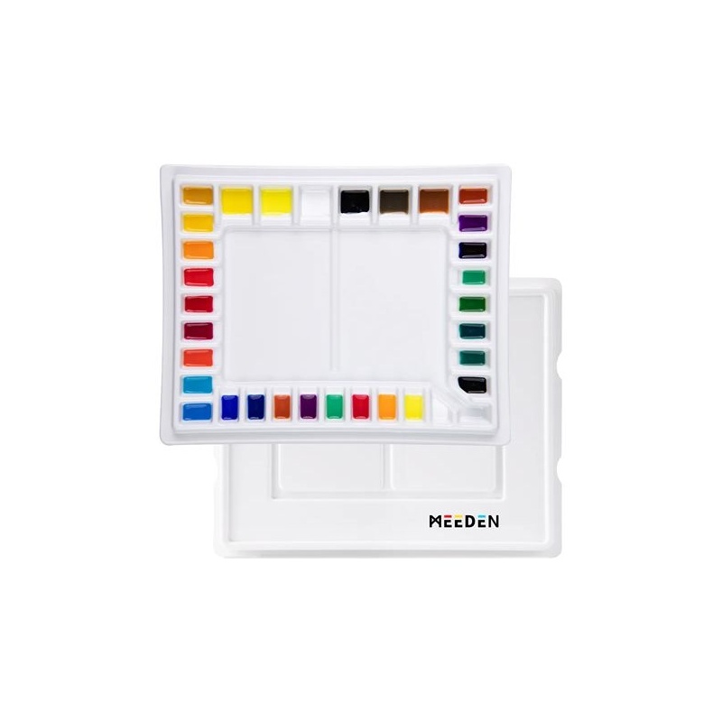 MEEDEN PALETTE PORCELAINE RECTANGULAIRE XL  27 X 34 CM 33 ALVEOLES 2 ZONES DE MELANGE ET COUVERCLE