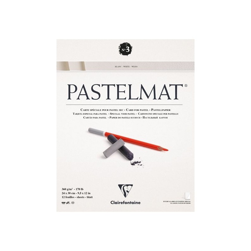 BLOC PASTELMAT 12 FEUILLES 360G N° 3 BLANC
