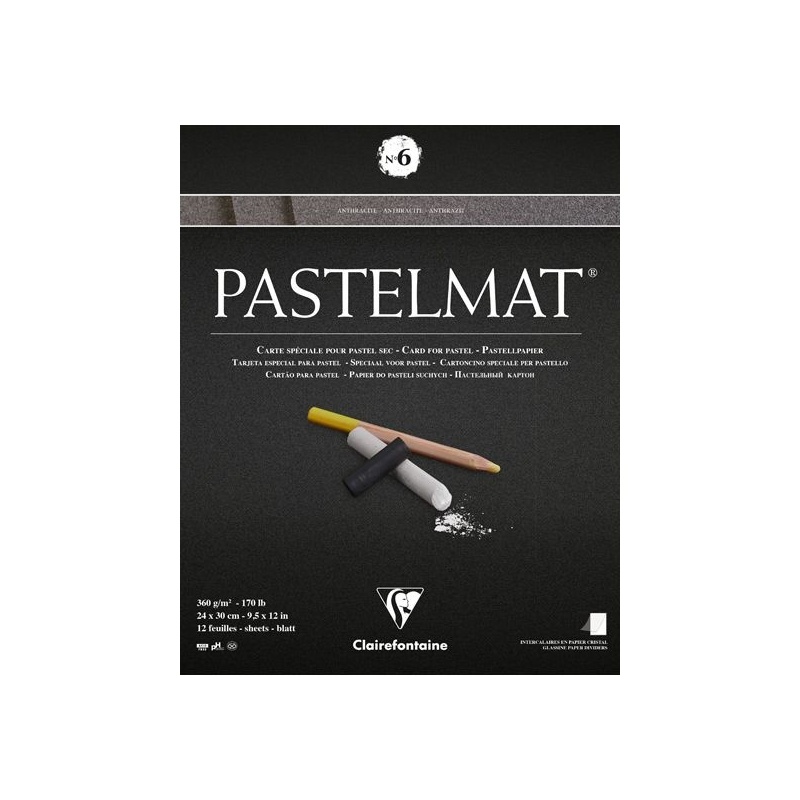 BLOC PASTELMAT 12 FEUILLES 360G N° 6 ANTHRACITE