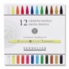 BOITE 12 CRAYONS PASTELS ASSORTIS + 12 EMPLACEMENTS VIDES