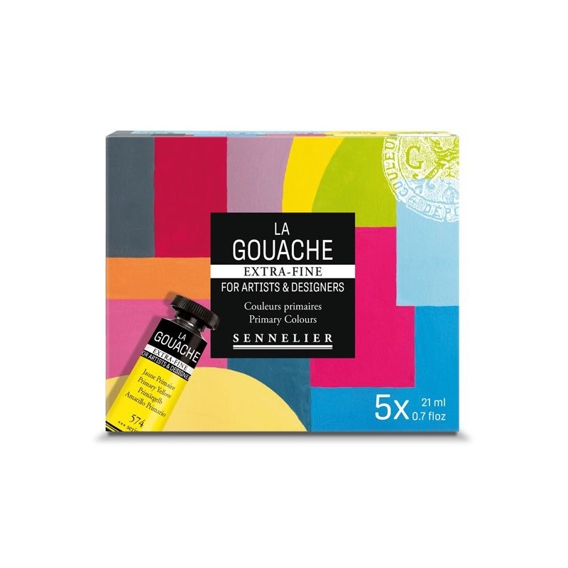 SET INITIATION 5 TUBES 21 ML GOUACHE EXTRA FINE COULEURS PRIMAIRES