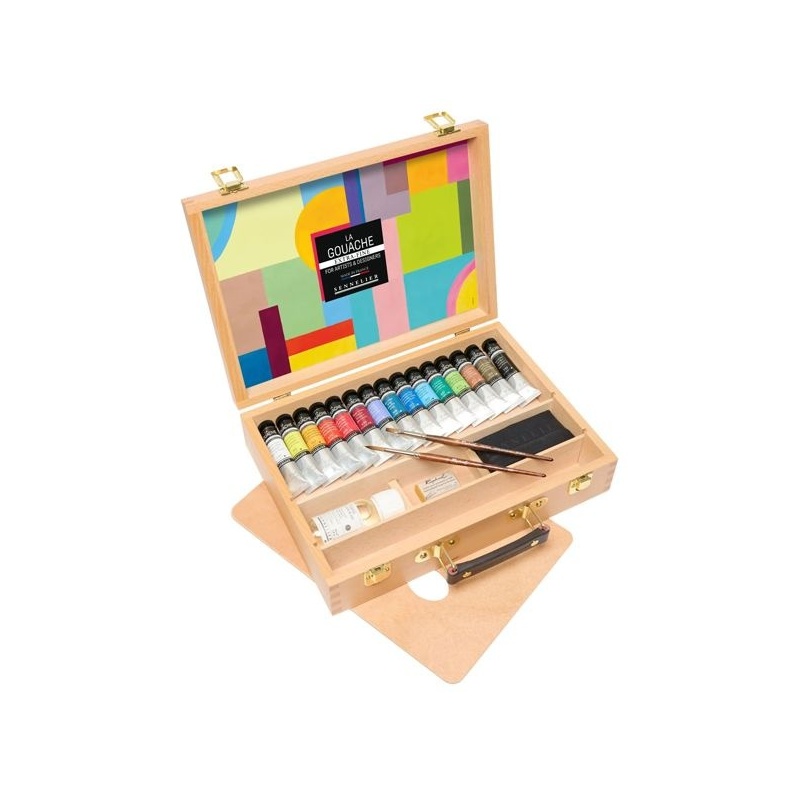 COFFRET BOIS 15 TUBES 21 ML ET ACCESSOIRES