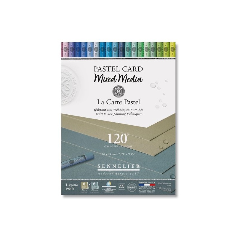 BLOC PASTEL CARD MIXED MEDIA 12 FEUILLES 410 G BLEU FONCE / GRIS CLAIR