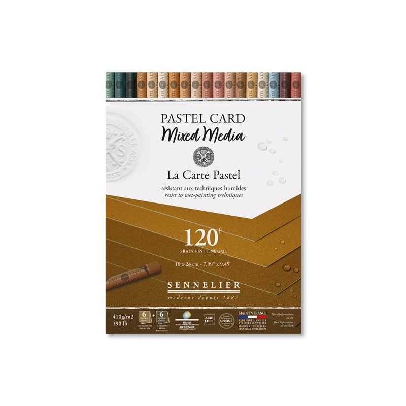 BLOC PASTEL CARD MIXED MEDIA 12 FEUILLES 410 G LES TERRES