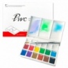 COFFRET EN ABS 12 DEMI GODETS COULEURS + 6 VIDES + PINCEAU