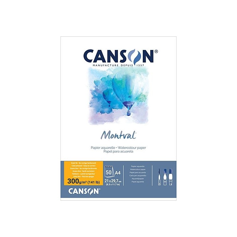 MONTVAL MAXI BLOC COLLE 1 COTE 50 FEUILLES 300G GRAIN FIN A4 21 X 29.7 CM