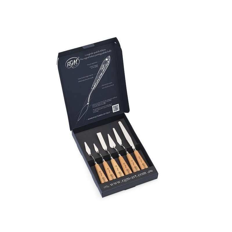 SET 6 COUTEAUX A PEINDRE MANCHE ACACIA LAME ACIER POLI