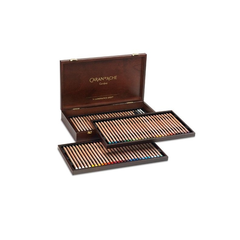COFFRET BOIS DE 82 CRAYONS DE COULEUR  LUMINANCE + 2 FULL BLENDER