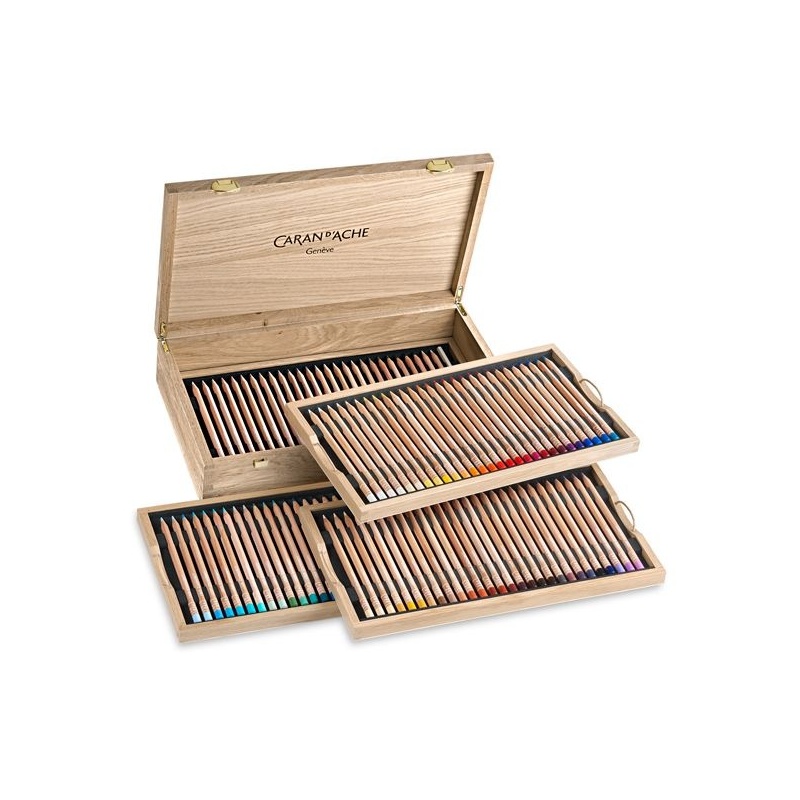 COFFRET BOIS DE 100 CRAYONS DE COULEUR LUMINANCE + ACCESSOIRES