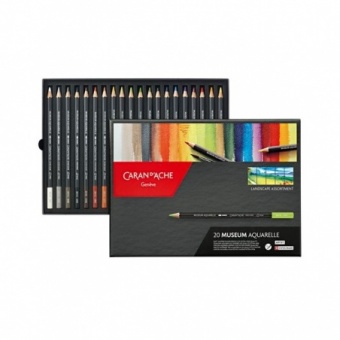 BOÎTE CARTON DE 20 CRAYONS DE COULEUR AQUARELLE ARTIST MUSEUM PAYSAGE