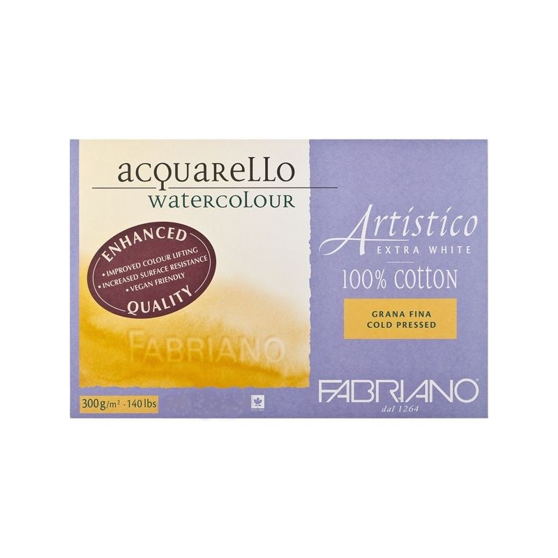 ARTISTICO BLOC EXTRAWHITE COLLE 4 COTES 25 FEUILLES 300 G GRAIN FIN