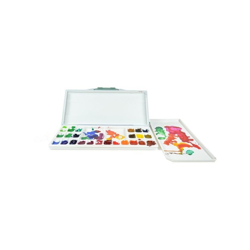 PALETTE ANTISECHE POUR AQUARELLE 15.6 X 32 CM 24 ALVEOLES