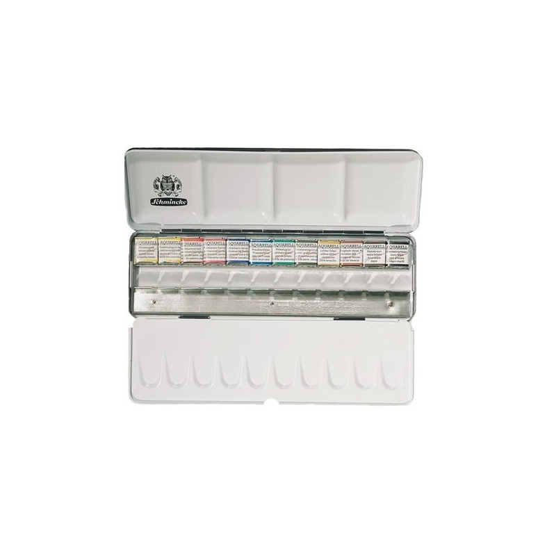 BOITE METAL 12 DEMI  GODETS  AQUARELLE HORADAM DANS BOITE 24 1/2 GODETS