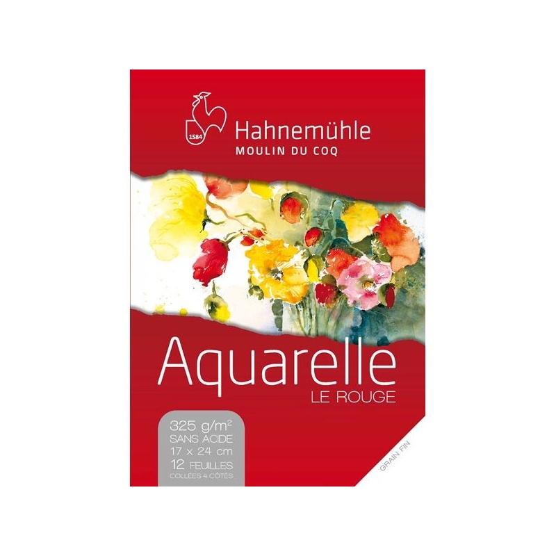 OPTIMISEE : LE ROUGE BLOC COLLE 4 COTES 12 FEUILLES 325G GRAIN FIN