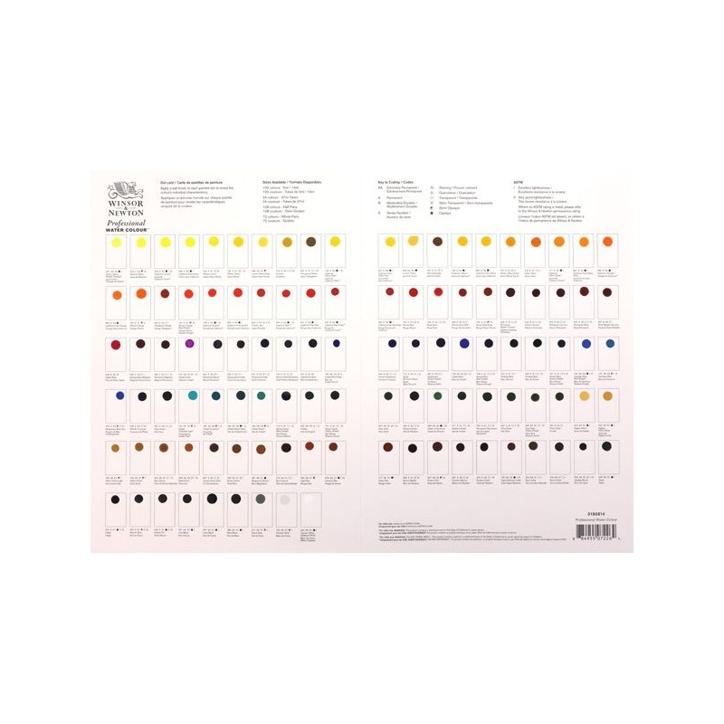 NUANCIER TEST GAMME 115 COULEURS AQUARELLE EXTRA FINE WINSOR