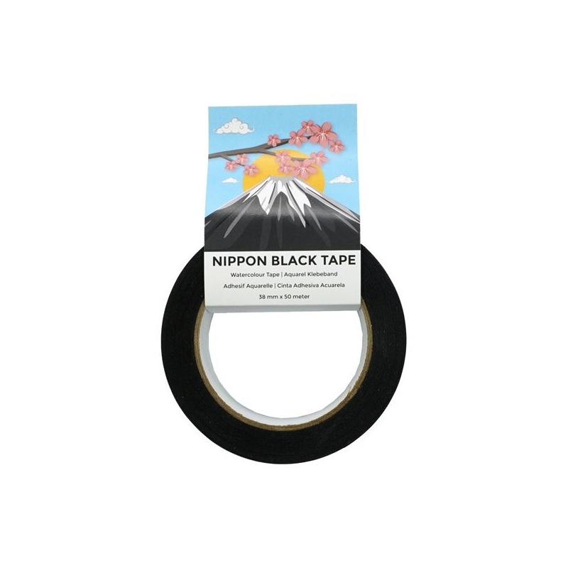 RUBAN ADHÉSIF NOIR POUR AQUARELLE EN PAPIER DE RIZ 38 MM X 50 ML